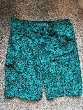 Shredly Teal Cheetah Print Mountain Bike Shorts